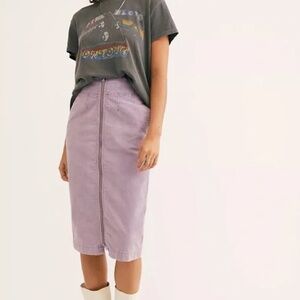 Free People I Want It All Cord Midi Skirt Purple
